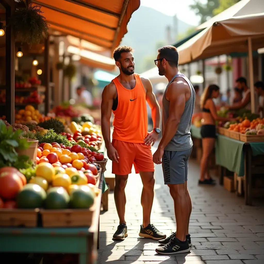 Grupo de hombres mayores compartiendo consejos sobre salud y fitness.